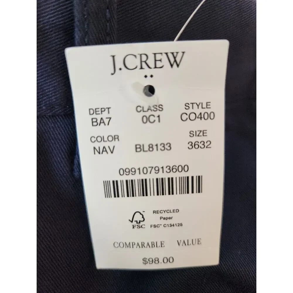 NWT J. Crew Men's Straight-Fit Original Chino Pant Navy 36/32